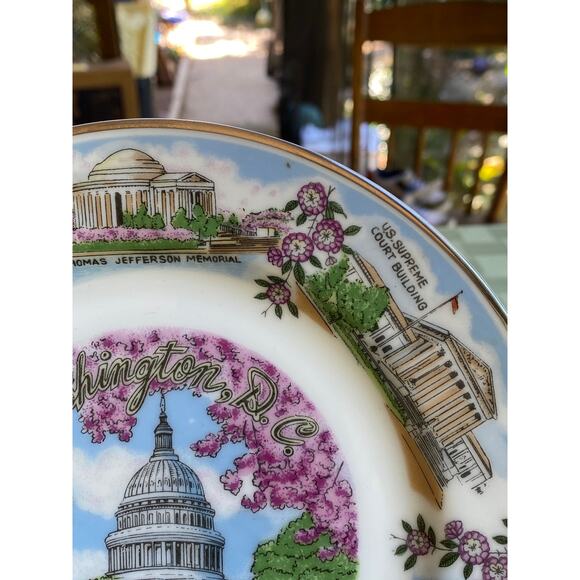 1980s US Capitol Washington DC Decor Souvenir Plate 7.5 inches Silberne Product - Picture 8 of 14